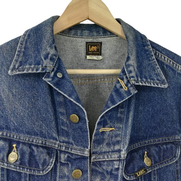 Vintage Lee Denim Trucker Jacket Size 42L Union Made Jean Button Pockets 70s